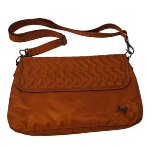 Lug Burnt Orange Nylon Shoulder Bag Zebra Print Lining Magnetic Closure